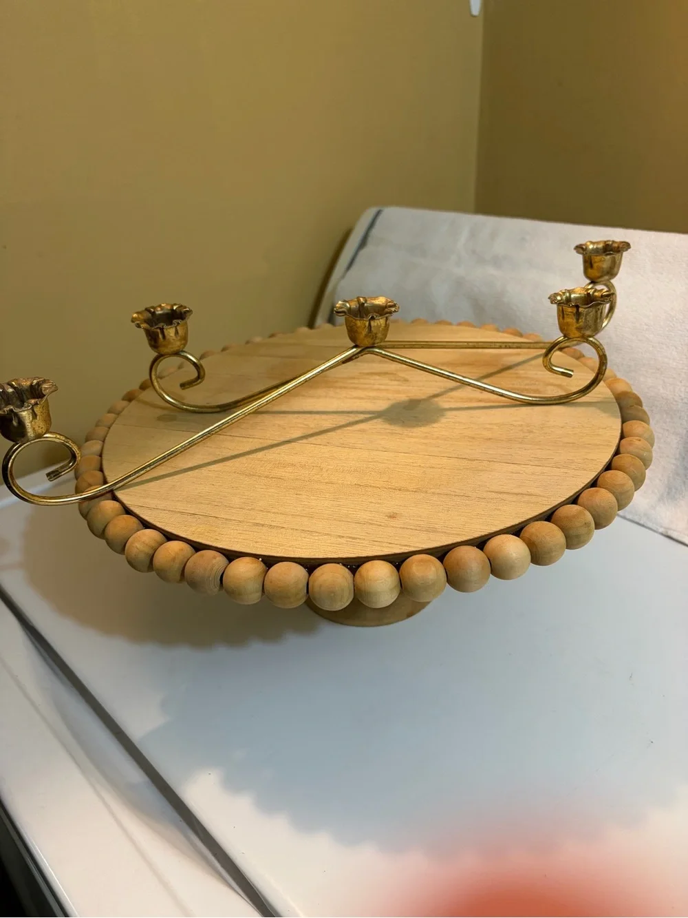 Ornate Gold Five-Arm Metal Candle Holder